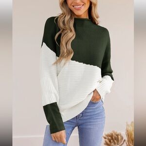 Cupshe Asymmetrical Colorblock Standing Collar Sweater